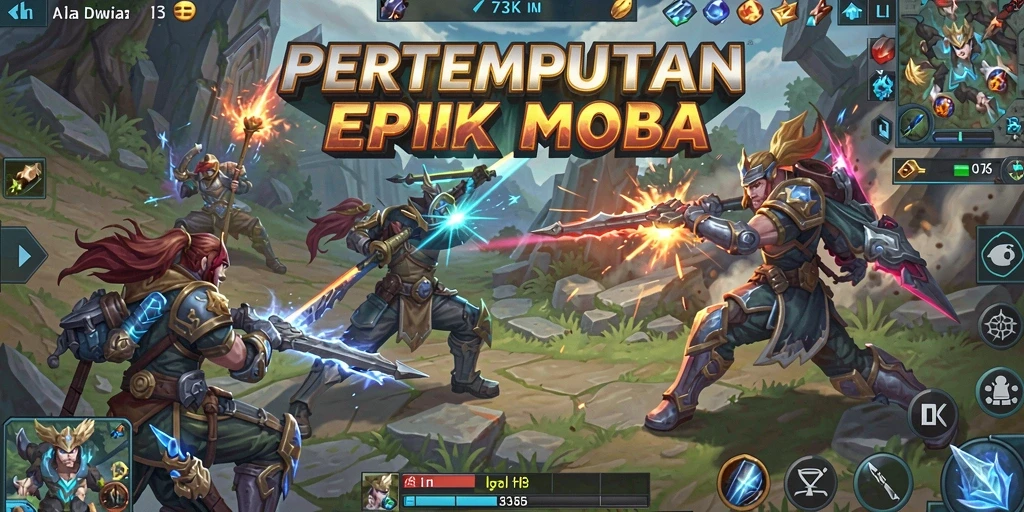 Screenshot intensnya gameplay MOBA dalam 73K.