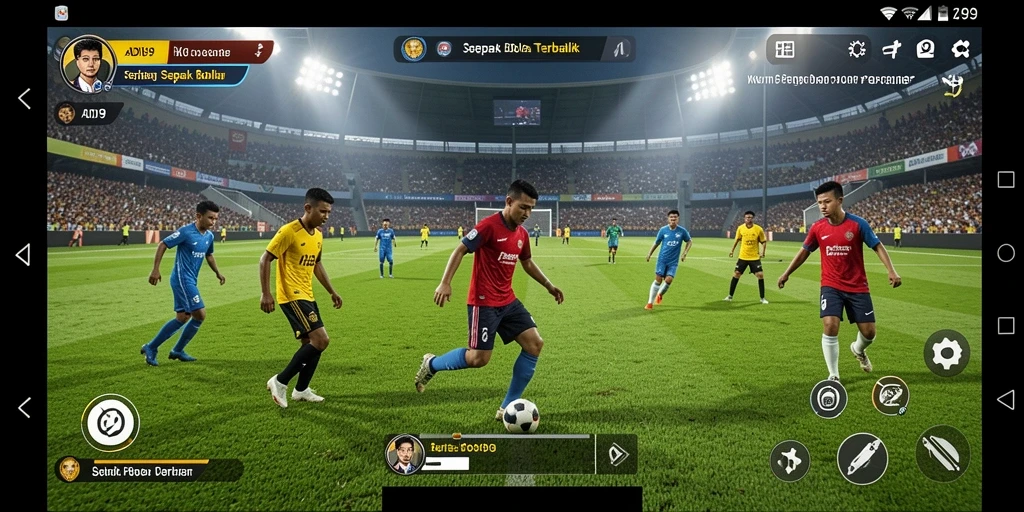 Gameplay seru ADI99 dengan tampilan pertandingan sepak bola yang realistis.
