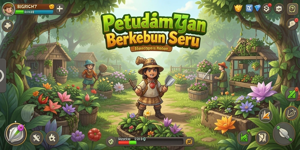 Screenshot gameplay BIGRICH77 yang menunjukkan ladang yang subur.