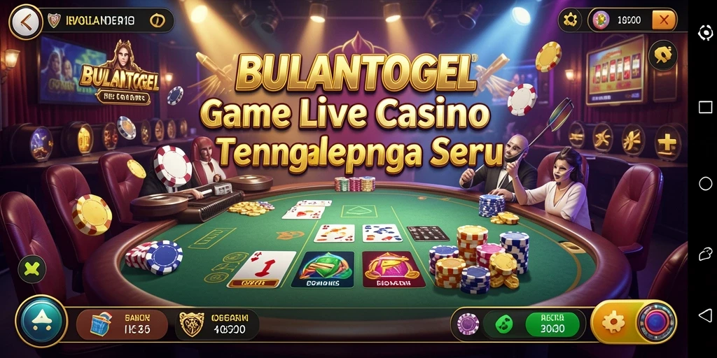 Screenshot gameplay <strong>BULANTOGEL</strong> yang menampilkan dealer dan pemain aktif.
