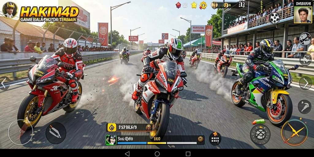 Tampilan gameplay HAKIM4D yang penuh aksi dan kecepatan.