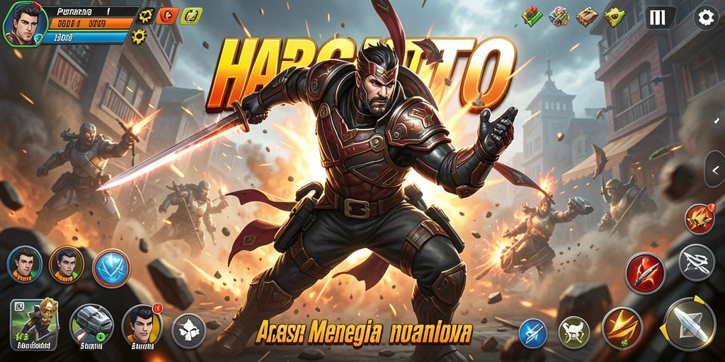 Gameplay HARGATOTO menampilkan aksi mendebarkan dalam pertempuran sengit.