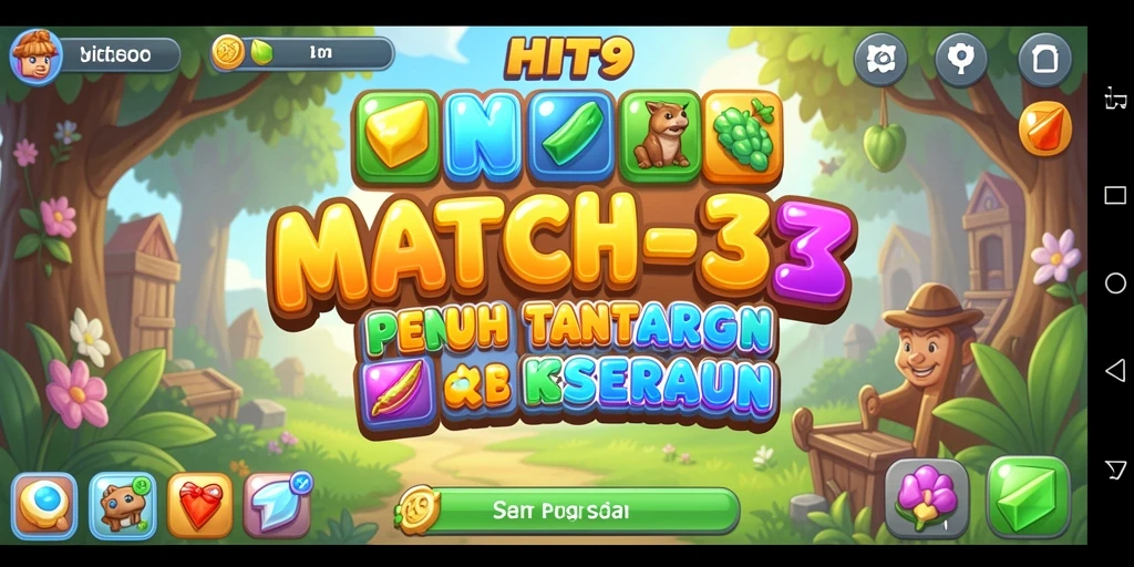 Gameplay seru HIT9 dengan kombinasi Match-3 yang menarik.