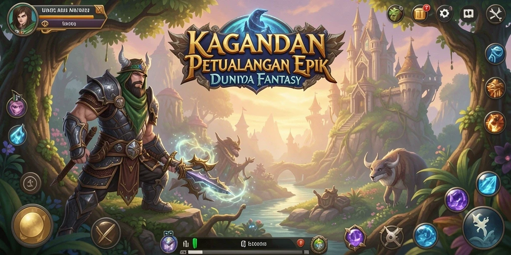 Screenshot gameplay KAGANDAN menampilkan pertarungan epik dan karakter yang keren.
