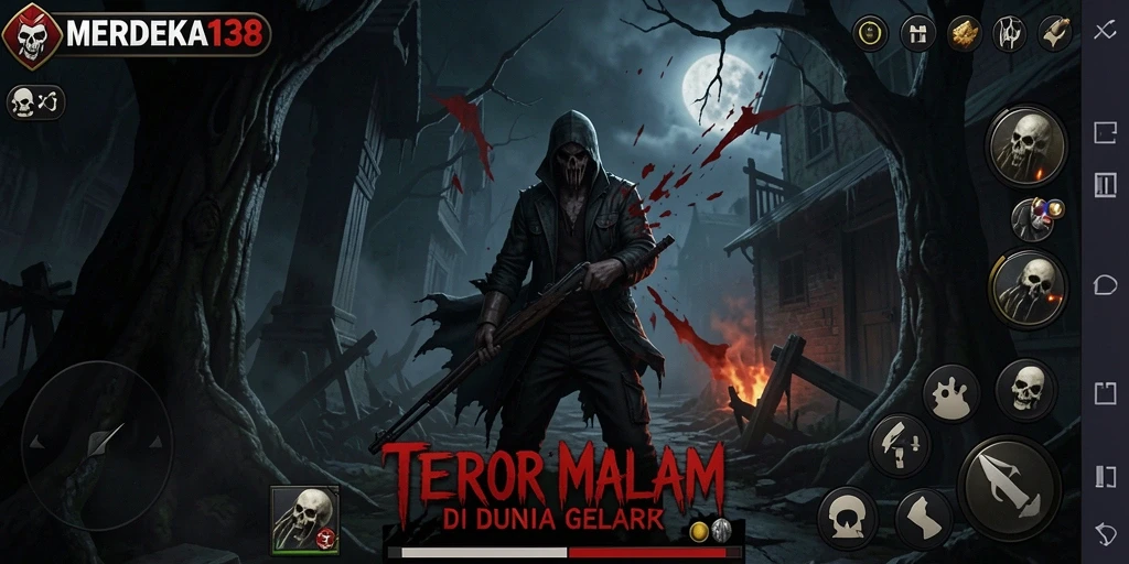 Screenshot gameplay menampilkan suasana mencekam dari MERDEKA138.