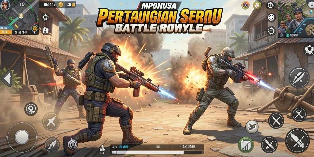 Tampilan gameplay seru dalam pertarungan Battle Royale.