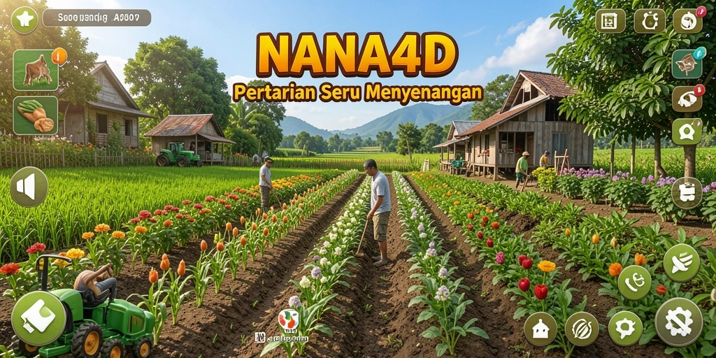 Tampilan gameplay NANA4D yang menarik saat bertani.