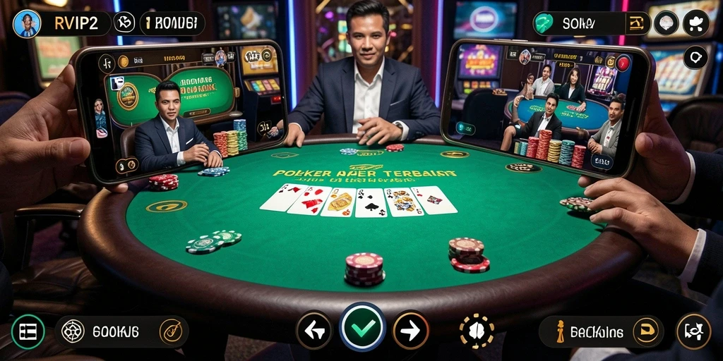 Tampilan screenshot utama RVIP2 yang menampilkan gameplay Poker yang seru.