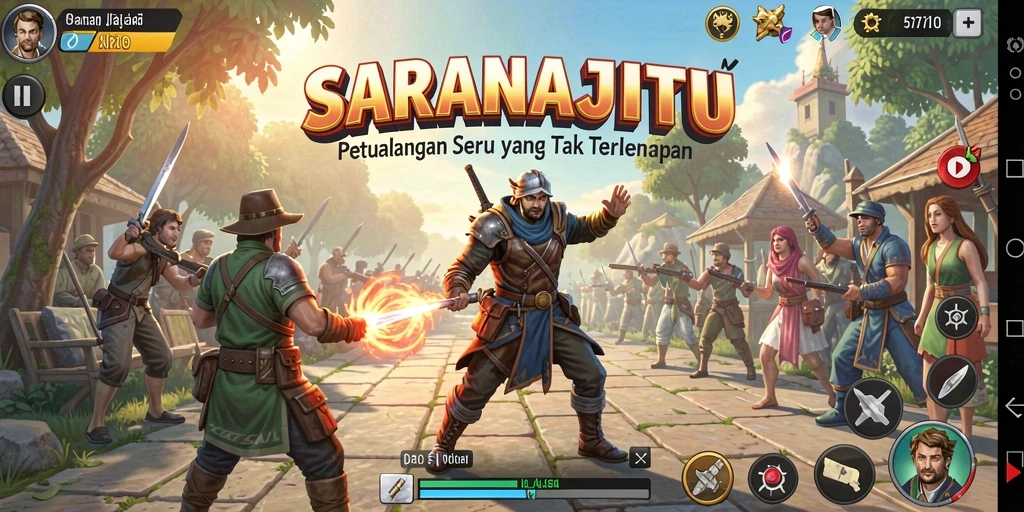 Gameplay SARANAJITU menampilkan aksi petualangan yang mendebarkan.